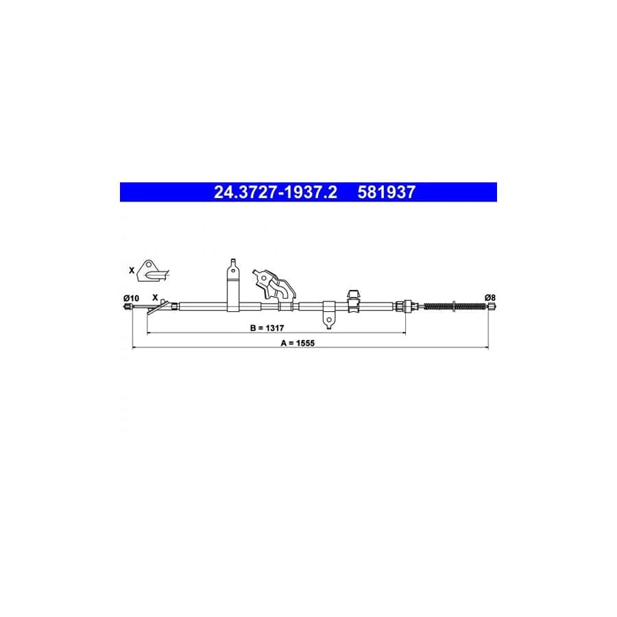 ATE 24.3727-1937.2 Hand Brake Cable