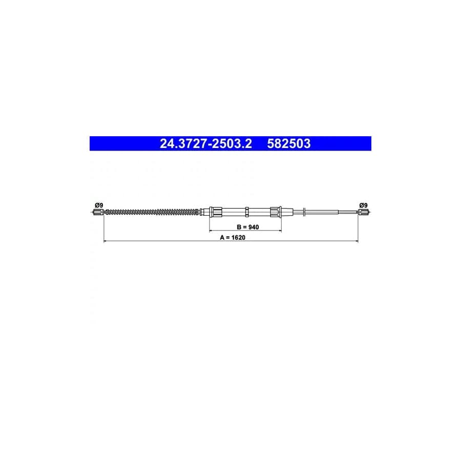 ATE 24.3727-2503.2 Hand Brake Cable for Skoda Octavia