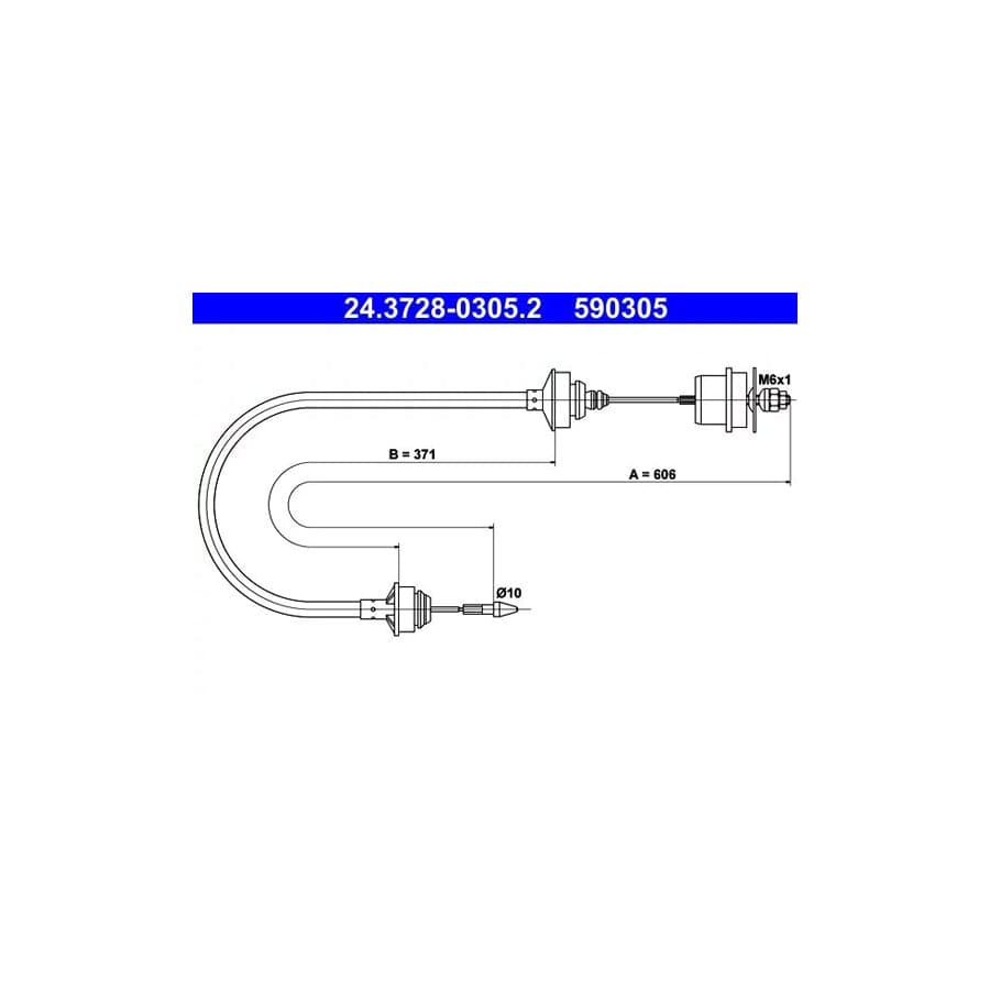 ATE 24.3728-0305.2 Clutch Cable for Citroen Zx