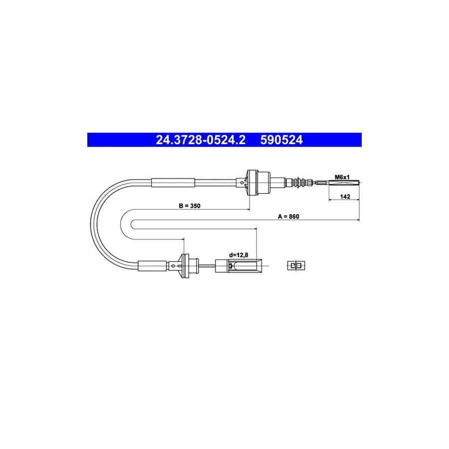 ATE 24.3728-0524.2 Clutch Cable for Fiat Brava