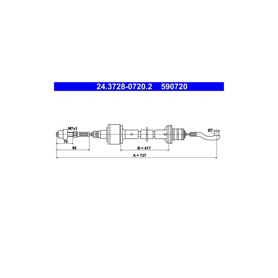ATE 24.3728-0720.2 Clutch Cable