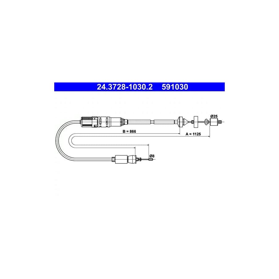 ATE 24.3728-1030.2 Clutch Cable for Renault Laguna