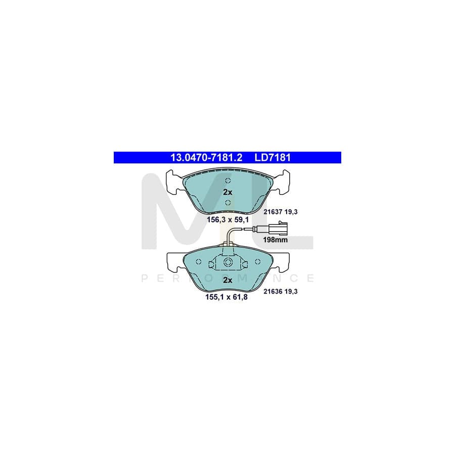 ATE Ceramic 13.0470-7181.2 Brake pad set for ALFA ROMEO GT (937) incl. wear warning contact