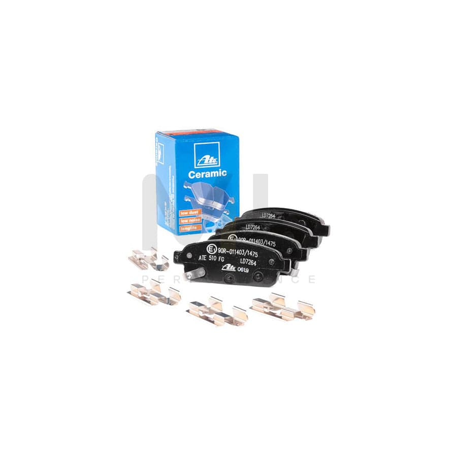 ATE Ceramic 13.0470-7264.2 Brake pad set with acoustic wear warning, with accessories