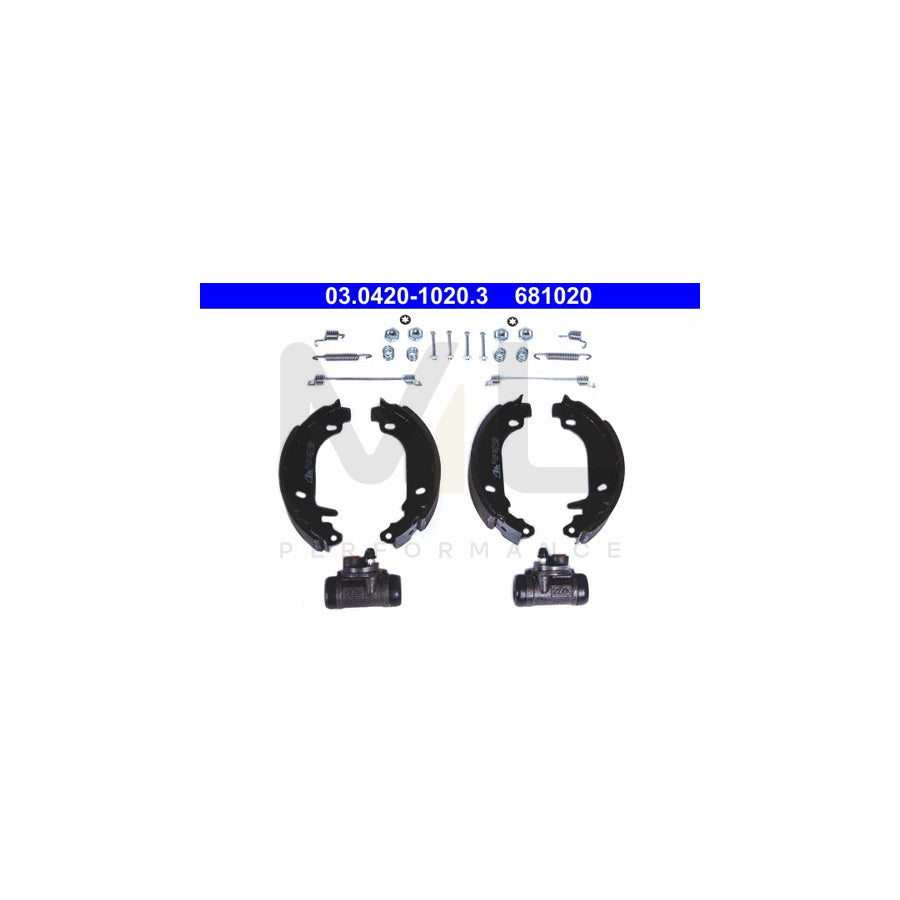 ATE Original Kit 03.0420-1020.3 Brake Shoe Set with accessories, with wheel brake cylinder
