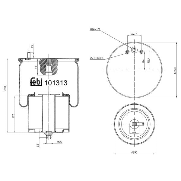 FEBI FE101313 Air Suspension Bellow