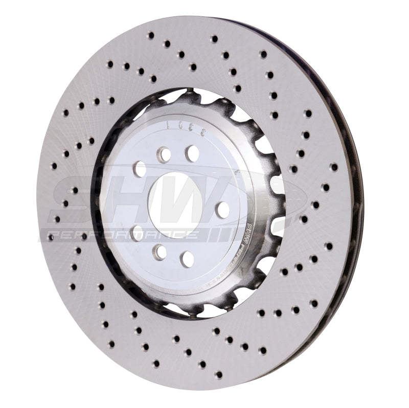 SHW Performance SHW 18-21 BMW M5 4.4L Right Rear Cross-Drilled Lightweight Brake Rotor (34217991104)