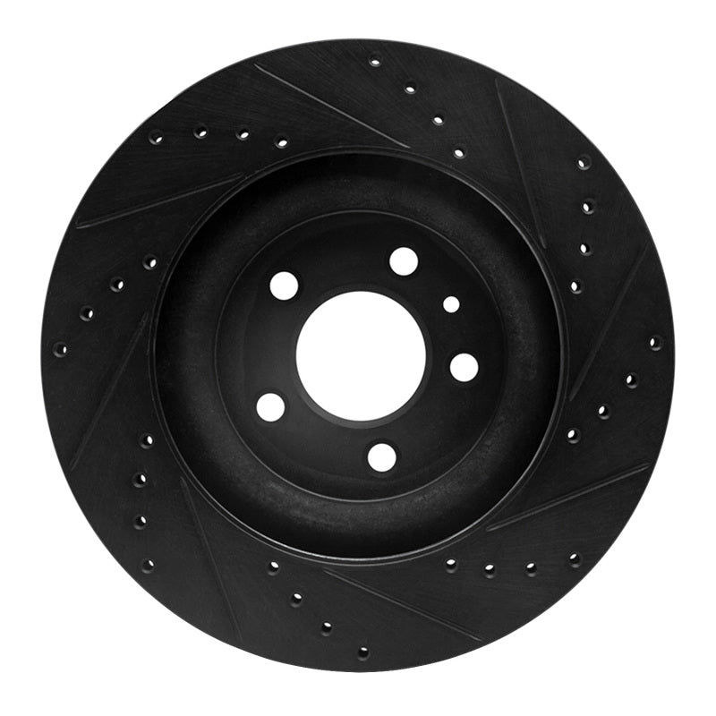 R1 Concepts R1 11-14 Ford Mustang Front Left Drilled & Slotted Black Brake Rotor