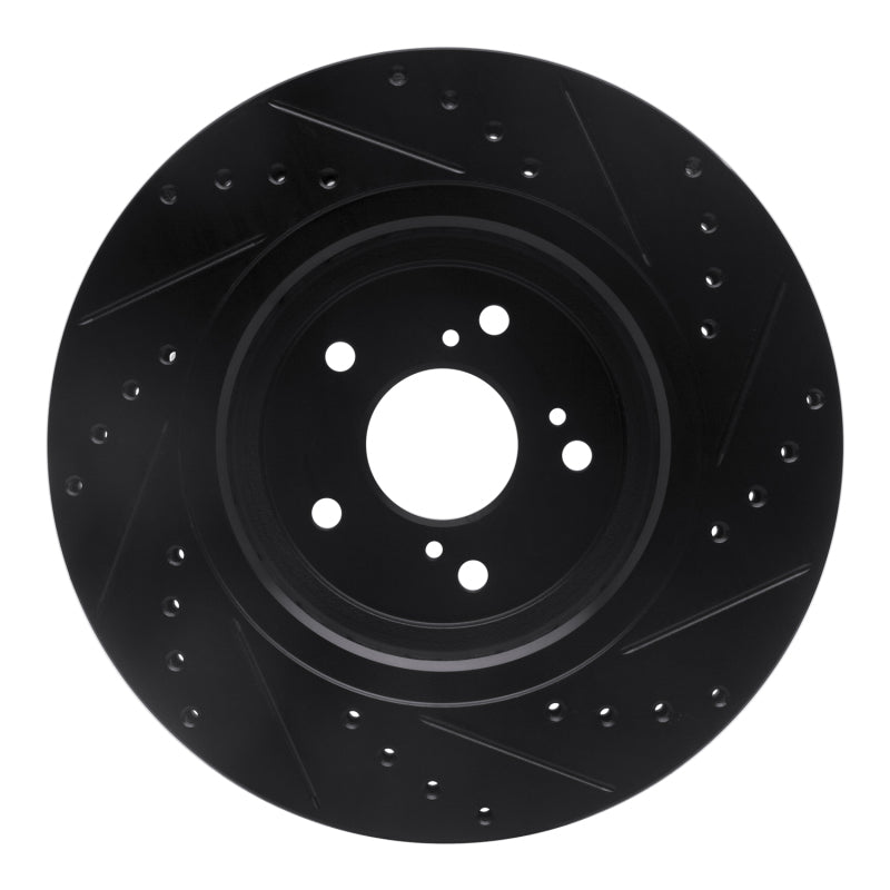 R1 Concepts R1 14-20 Acura TLX Front Left Drilled & Slotted Black Brake Rotor