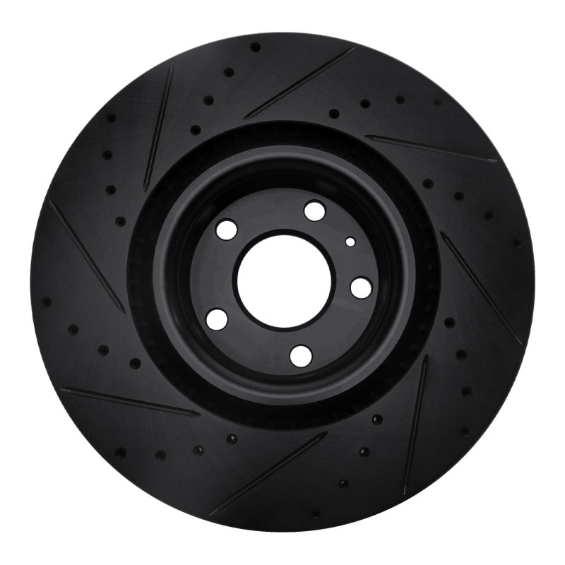 R1 Concepts R1 04-09 Audi S4 Front Right Drilled & Slotted Black Brake Rotor