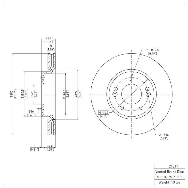 DFC 10-13 Kia Soul Front GeoSPEC Coated Rotor
