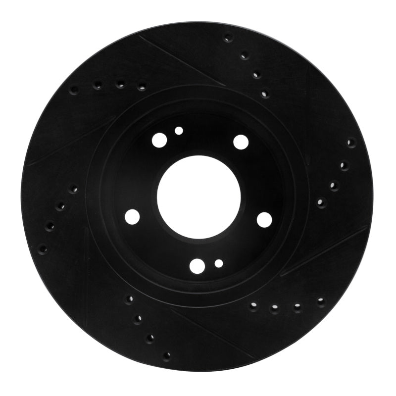R1 Concepts R1 01-05 Hyundai Santa Fe Front Left Drilled & Slotted Black Brake Rotor