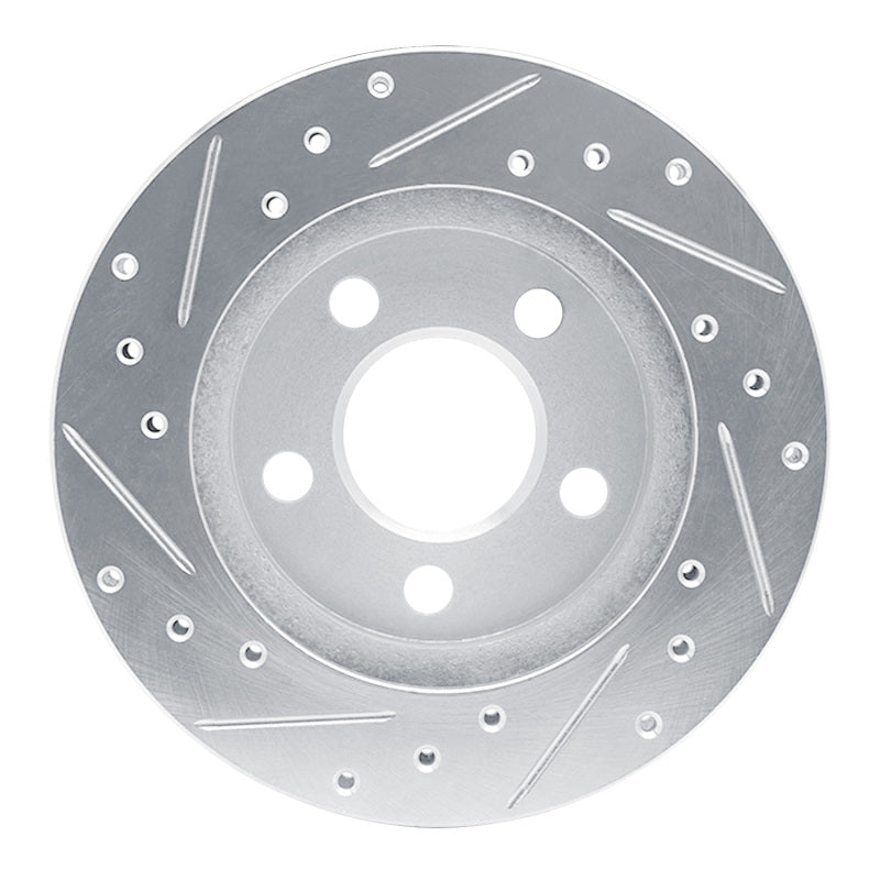 R1 Concepts R1 85-89 Dodge ARIES Front Right Drilled & Slotted Silver Brake Rotor