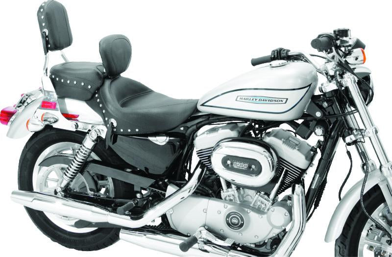Mustang Motorcycle Mustang 04-21 Harley Sportster 3.3 Wide Stud Touring Solo Seat w/Driver Backrest - Black