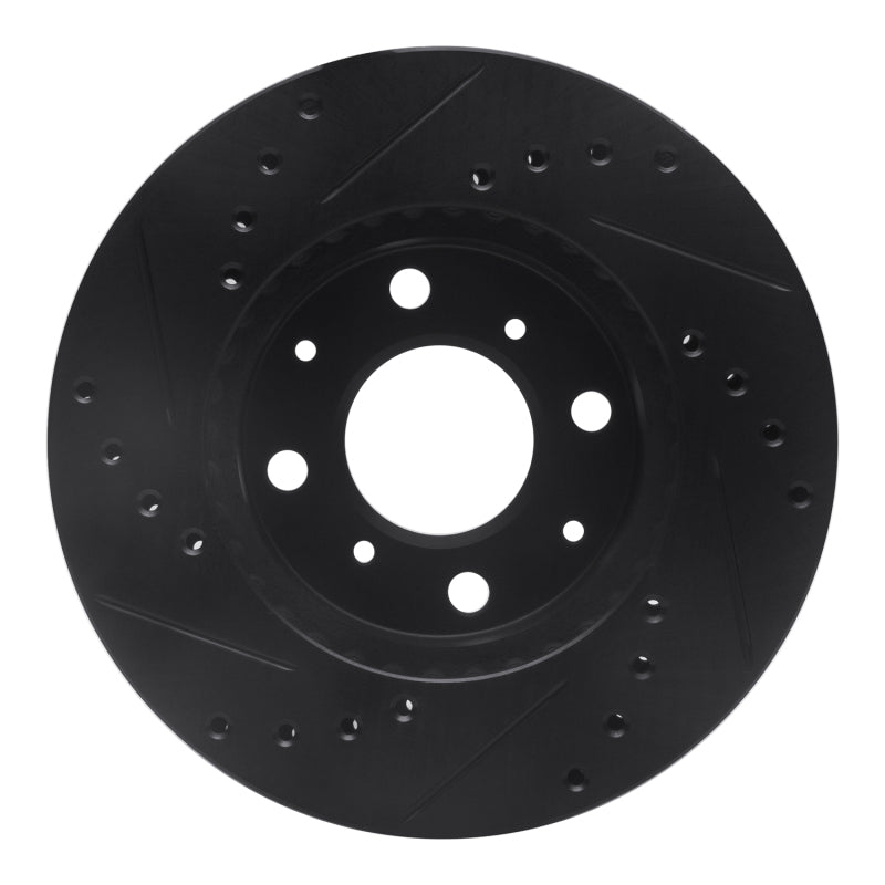 R1 Concepts R1 84-90 Honda Accord Sedan Front Right Drilled & Slotted Black Brake Rotor