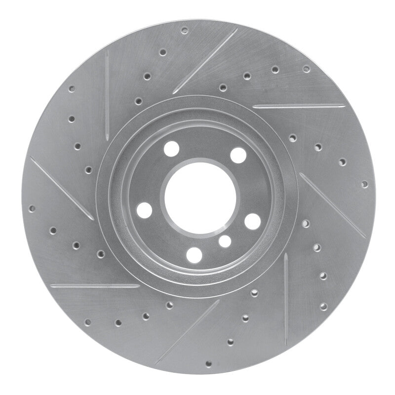 R1 Concepts R1 07-18 BMW X5 Front Right Drilled & Slotted Silver Brake Rotor