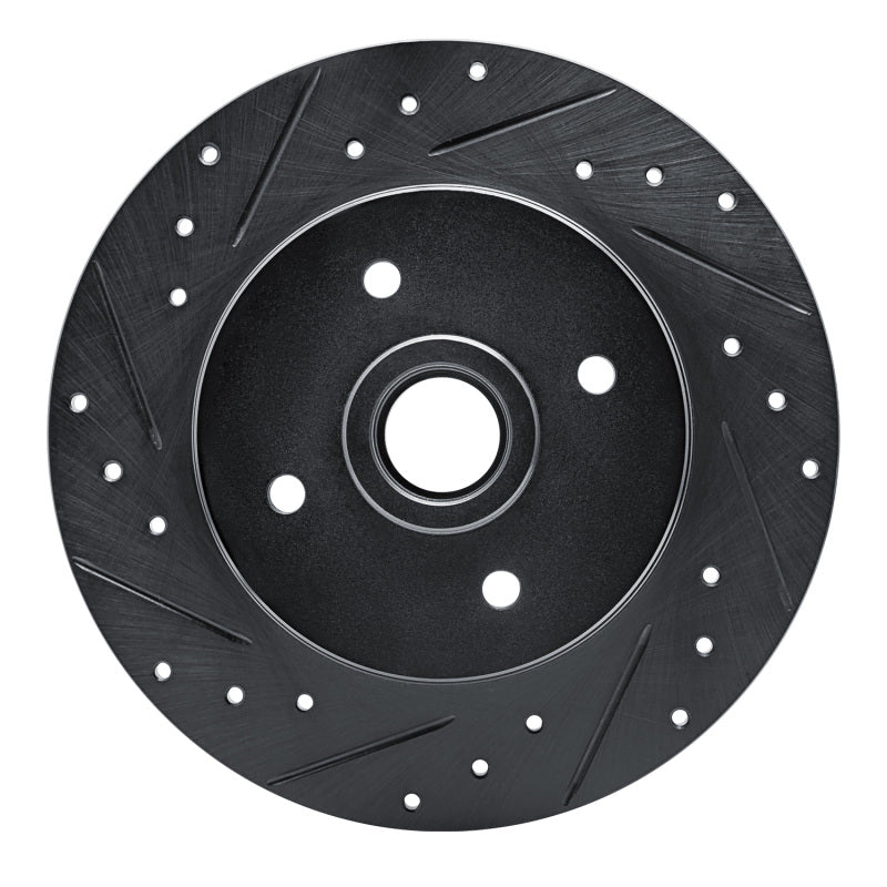 R1 Concepts R1 84-87 Nissan Maxima Rear Left Drilled & Slotted Black Brake Rotor