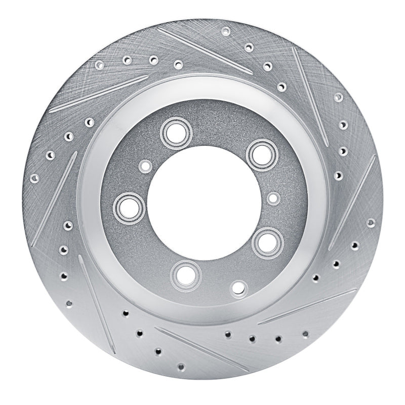 R1 Concepts R1 2019-2023 Porsche Cayenne Rear Right Drilled & Slotted Silver Brake Rotor