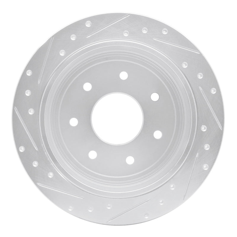R1 Concepts R1 97-04 Ford F-150 RWD Rear Right Drilled & Slotted Silver Brake Rotor