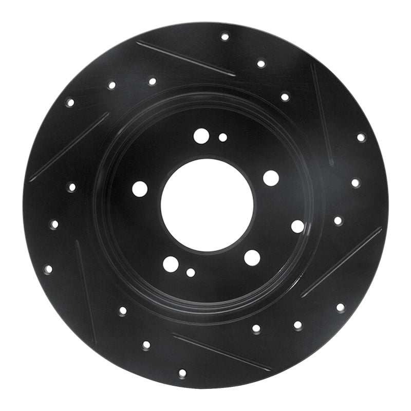 R1 Concepts R1 05-20 Hyundai Azera Rear Left Drilled & Slotted Black Brake Rotor
