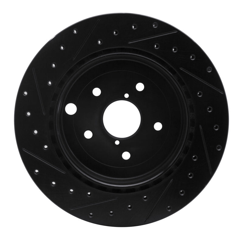 R1 Concepts R1 08-20 Subaru Impreza Rear Right Drilled & Slotted Black Brake Rotor