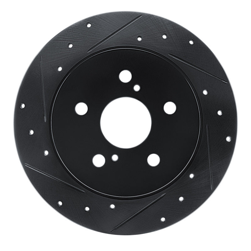R1 Concepts R1 18-22 Toyota C-HR Rear Left Drilled & Slotted Black Brake Rotor