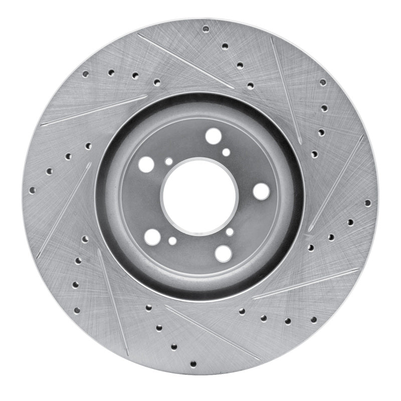 R1 Concepts R1 07-20 Acura MDX Front Left Drilled & Slotted Silver Brake Rotor