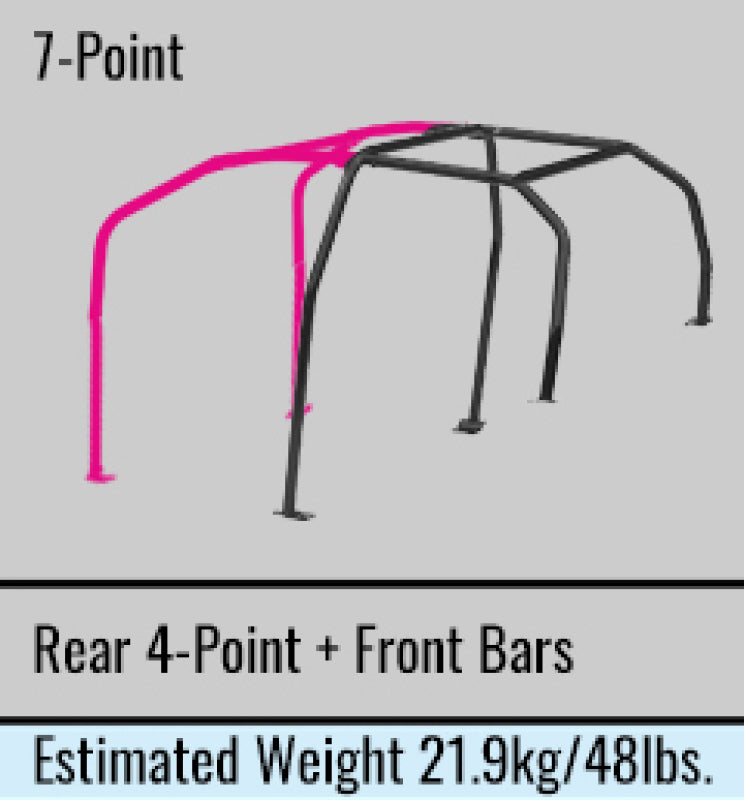 Cusco 7-Point, Front & Rear with Diagonal Bar, 4/5 Passenger, Dash Through-Type. Chromoly 40mm OD.