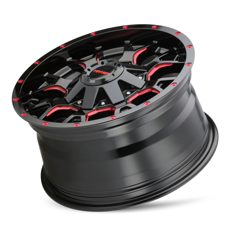 Mayhem 8015 Warrior 17x9 / 5x127 BP / 18mm Offset / 87mm Hub Black w/ Prism Red Wheel