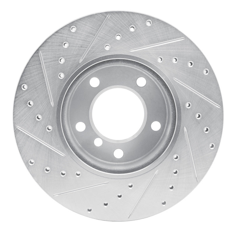 R1 Concepts R1 06-13 BMW 128I Front Right Drilled & Slotted Silver Brake Rotor