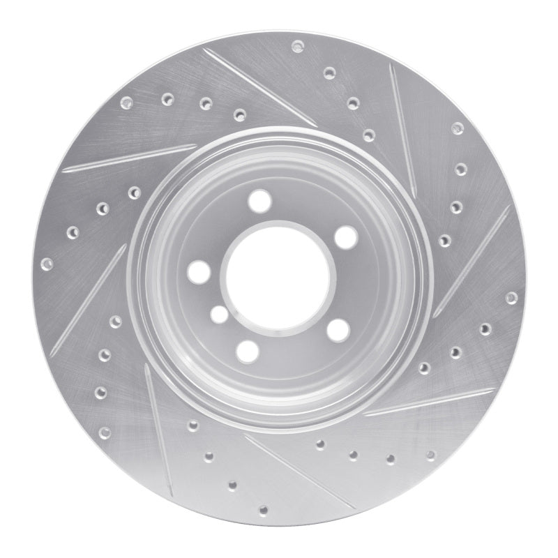 R1 Concepts R1 05-08 BMW 760I Rear Left Drilled & Slotted Silver Brake Rotor