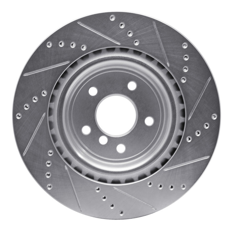 R1 Concepts R1 16-24 Jaguar XF Rear Left Drilled & Slotted Silver Brake Rotor