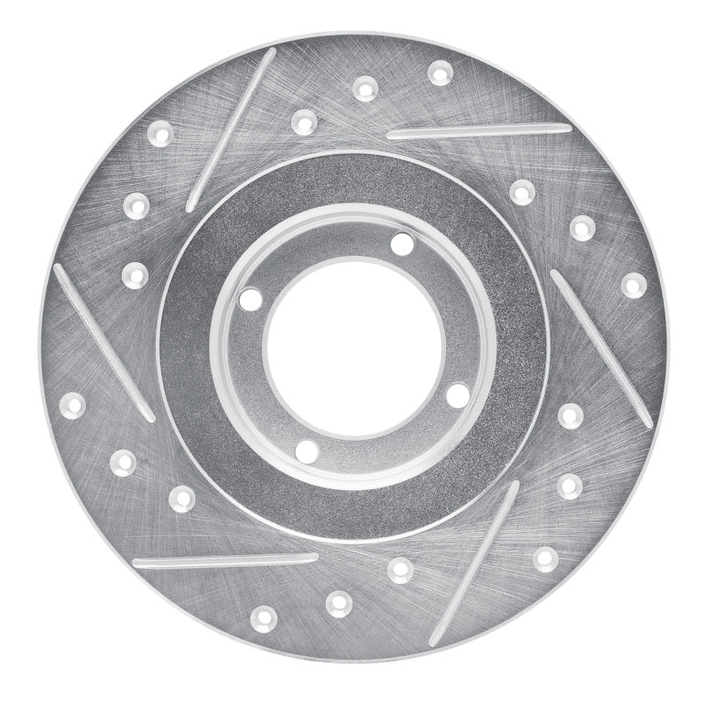 R1 Concepts R1 81-84 Toyota Starlet Front Right Drilled & Slotted Silver Brake Rotor