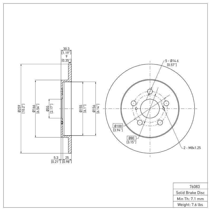 DFC 09-24 Lexus CT200H Rear Brake Rotor