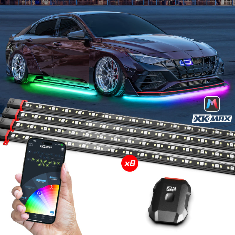 XKGLOW XK Glow XKmax RGBW 8pc Addressable Car Underglow Kit Universal Fitment for 12v