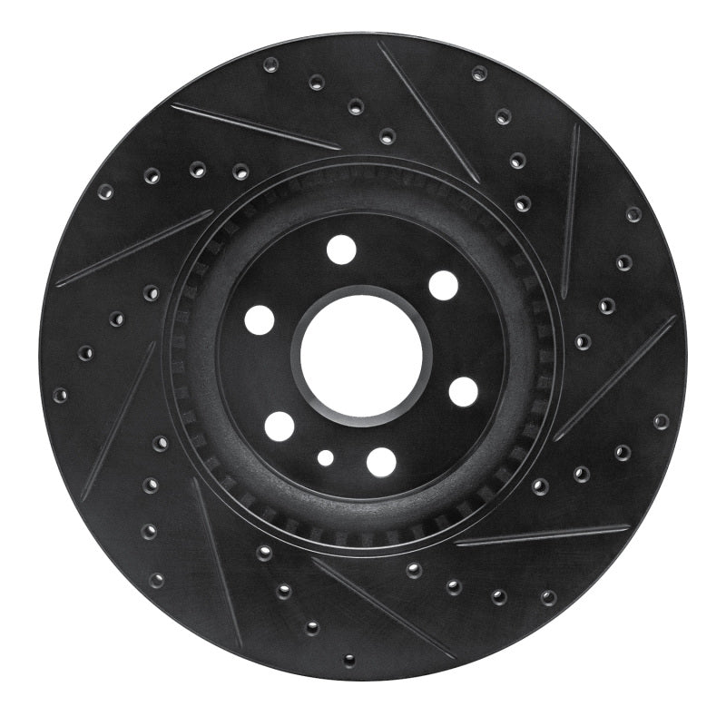 R1 Concepts R1 10-16 Cadillac SRX Front Left Drilled & Slotted Black Brake Rotor