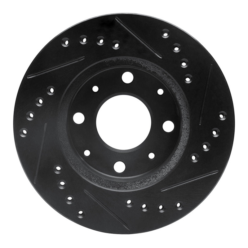 R1 Concepts R1 82-83 Honda Accord Hatchback Front Left Drilled & Slotted Black Brake Rotor
