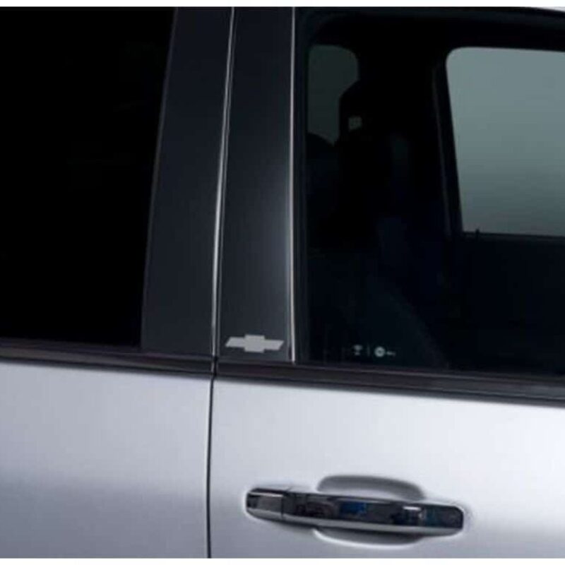 Putco 19-20 Chevy Silv Dbl/Crew Cab - Bow Tie Etching (Black Platinum) Black Platinum Pillar Posts