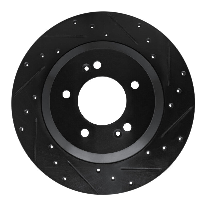 R1 Concepts R1 -22 Hyundai Veloster N Rear Right Drilled & Slotted Black Brake Rotor