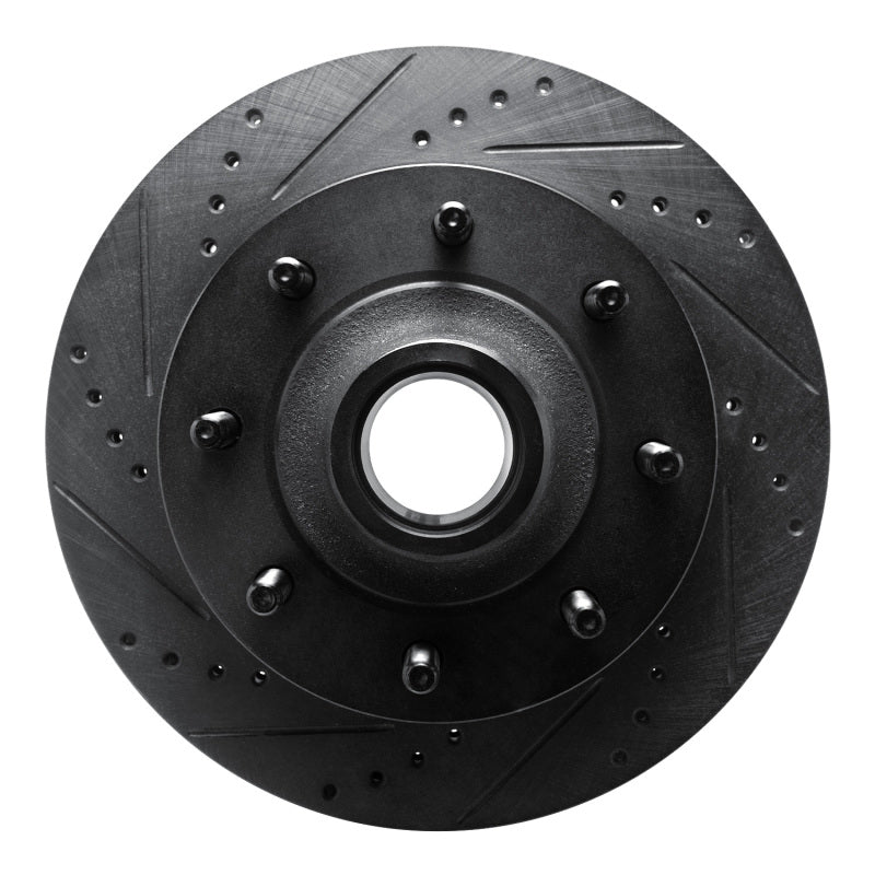 R1 Concepts R1 99-02 Ford F-350 Super Duty 2WD Front Left Drilled & Slotted Black Brake Rotor