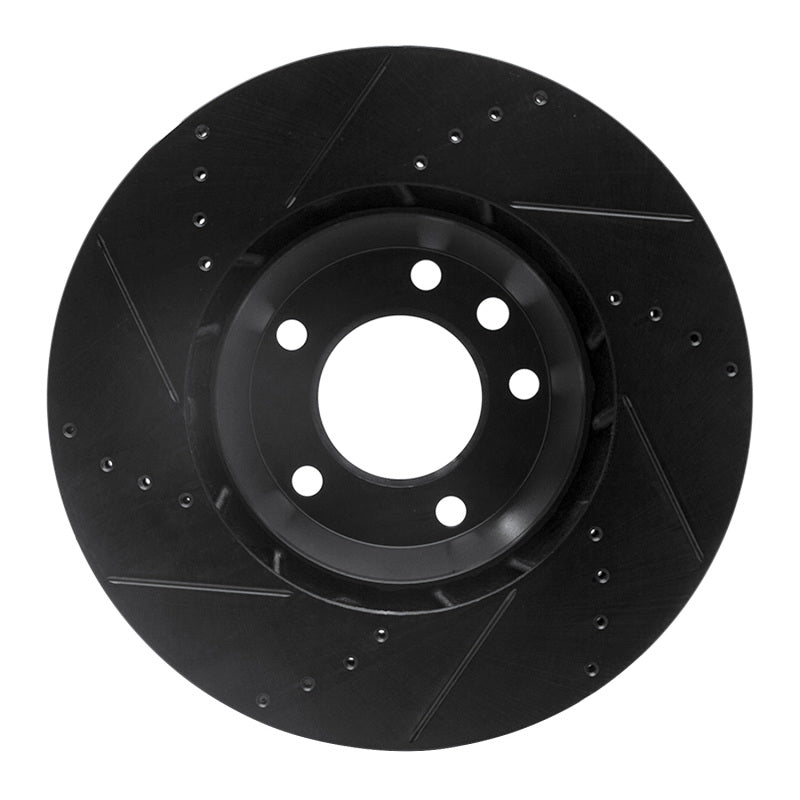 R1 Concepts R1 03-15 Audi Q7 Left Front Drilled & Slotted Black Brake Rotor