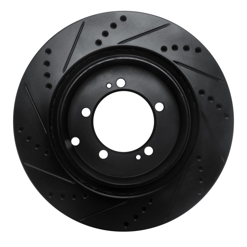 R1 Concepts R1 03-06 Mitsubishi Lancer Rear Right Drilled & Slotted Black Brake Rotor