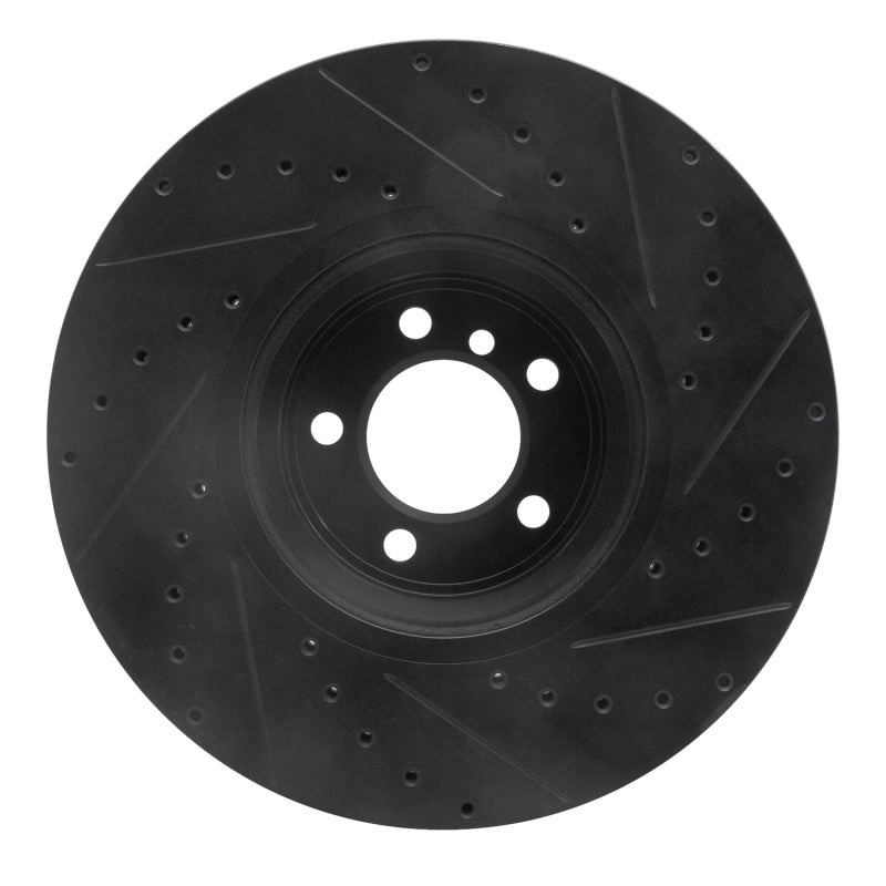 R1 Concepts R1 2007-2008 BMW ALPINA B7 Front Left Drilled & Slotted Black Brake Rotor
