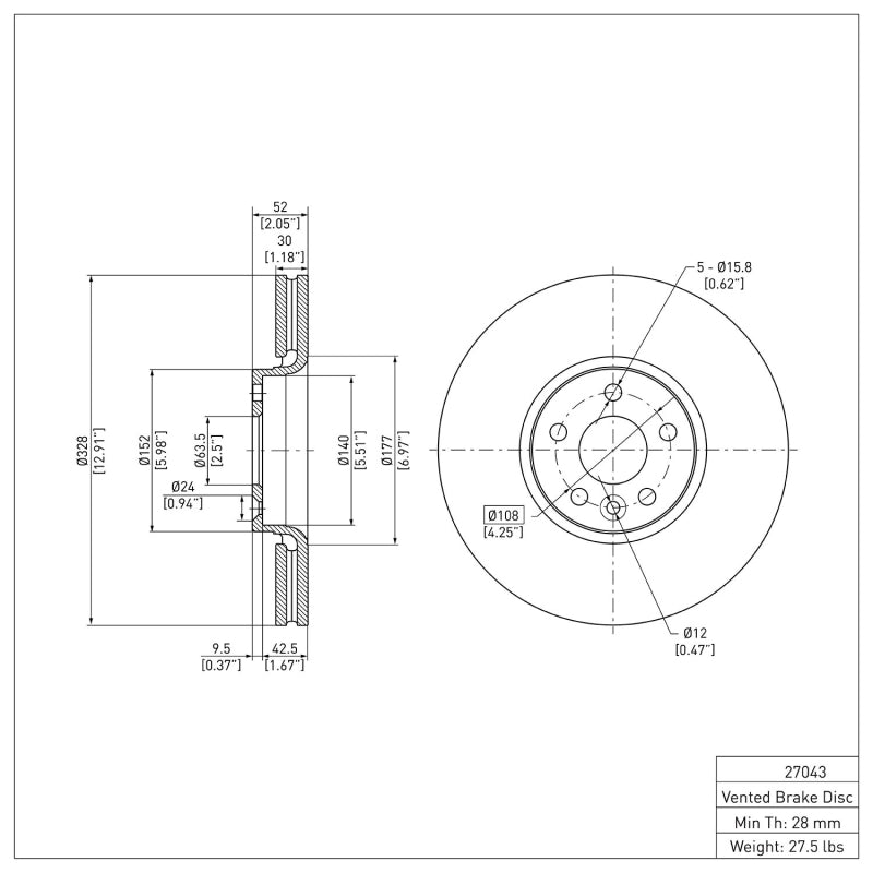 DFC 10-16 Volvo XC60 Front Brake Rotor