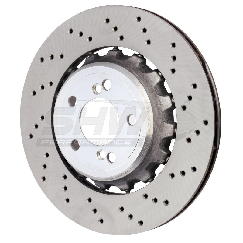 SHW Performance SHW 15-18 BMW M3 3.0L Right Rear Cross-Drilled Lightweight Brake Rotor (34212284812)