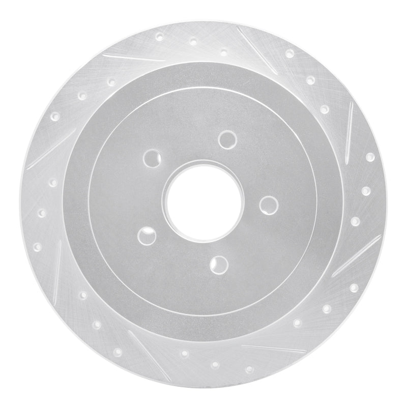 R1 Concepts R1 03-11 Lincoln Town Car Rear Right Drilled & Slotted Silver Brake Rotor