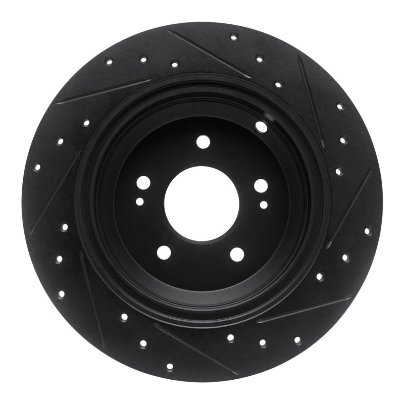 R1 Concepts R1 18-23 Genesis G70 Rear Left Drilled & Slotted Black Brake Rotor