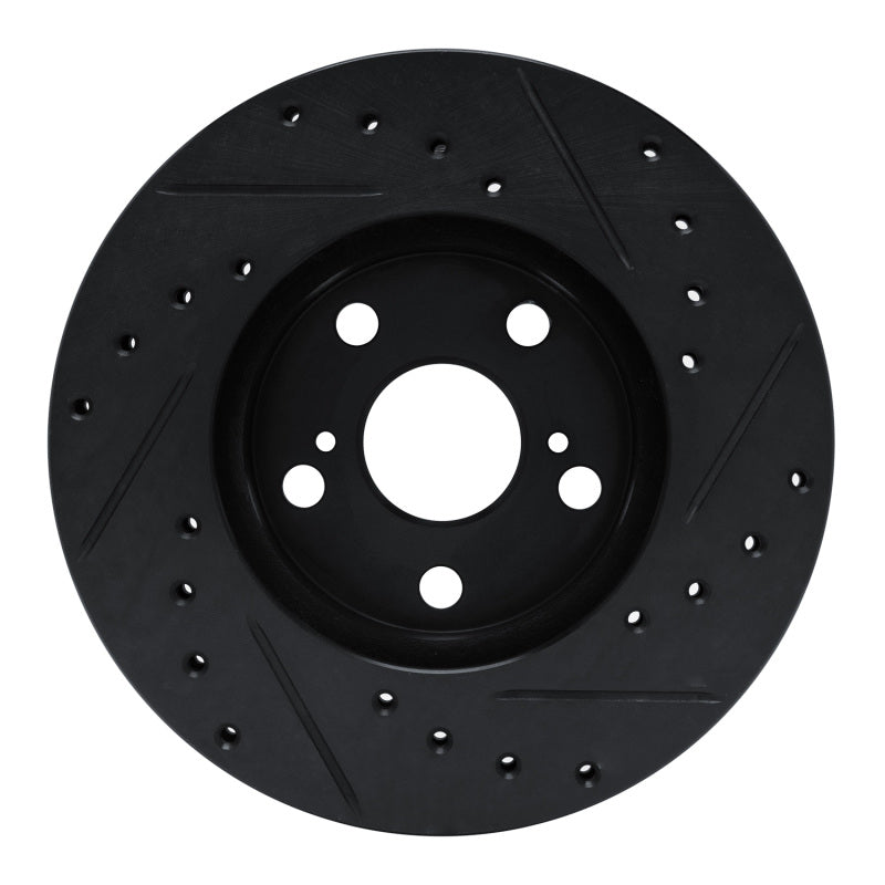 R1 Concepts R1 87-87 Toyota Camry Front Left Drilled & Slotted Black Brake Rotor