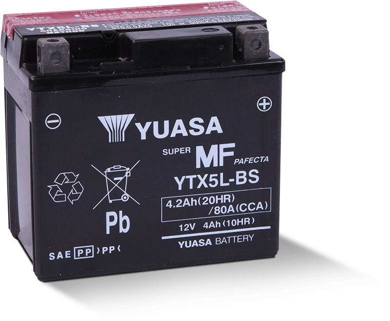 Yuasa Battery Yuasa YTX5L-BS Maintenance Free AGM 12-Volt Battery w/Bottle