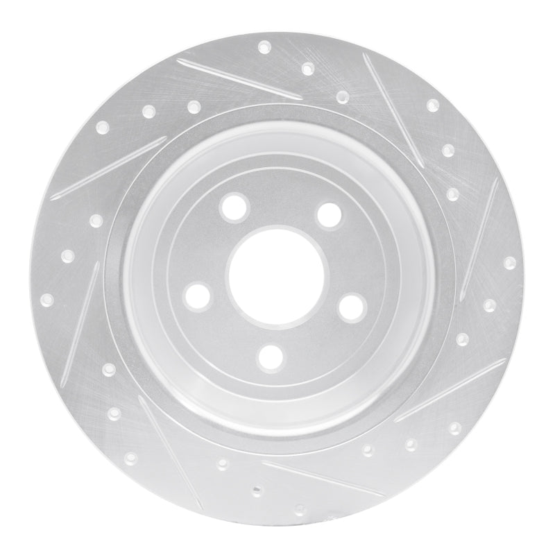 R1 Concepts R1 15-24 Ford Edge Rear Left Drilled & Slotted Silver Brake Rotor
